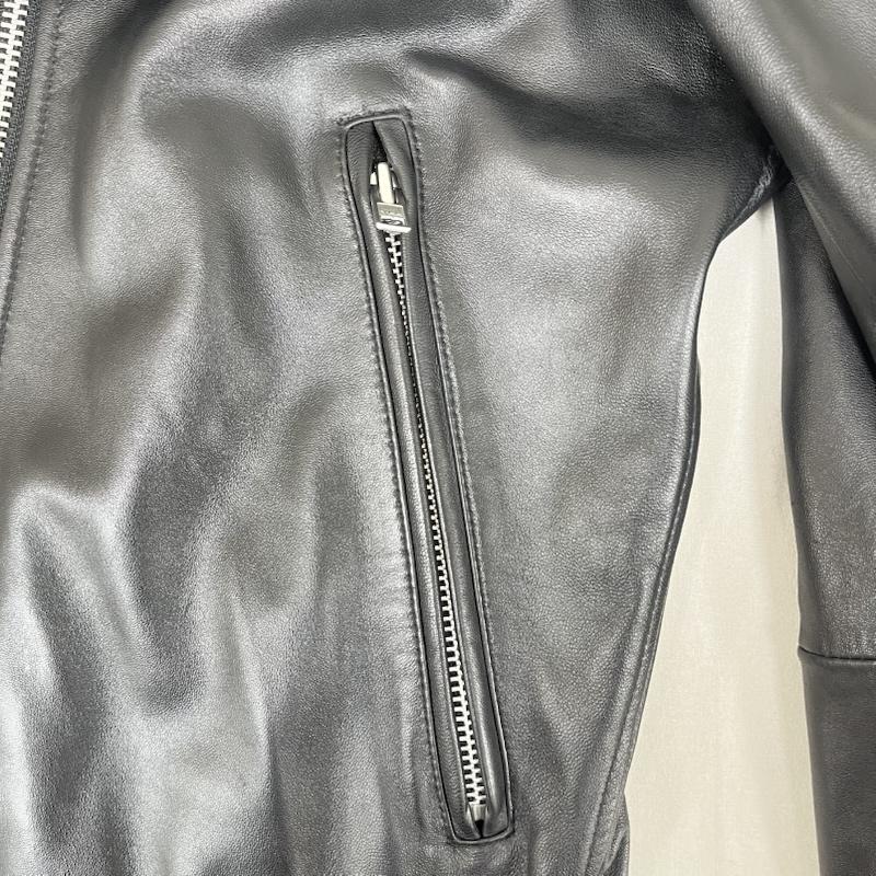 テットオム TETE HOMME ジャケット、上着 レザージャケット ラム レザー シングル ライダース ジャケット ダブルジッパー 無地 黒 / ブラック / black メンズ USED 古着 中古 50160441