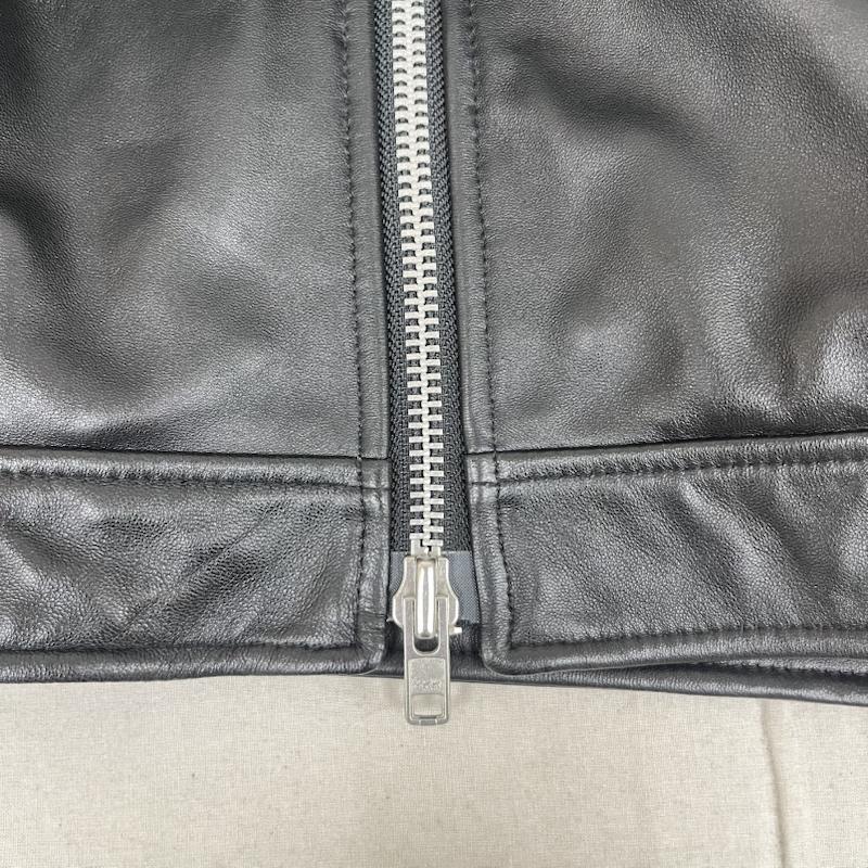 テットオム TETE HOMME ジャケット、上着 レザージャケット ラム レザー シングル ライダース ジャケット ダブルジッパー 無地 黒 / ブラック / black メンズ USED 古着 中古 50160441