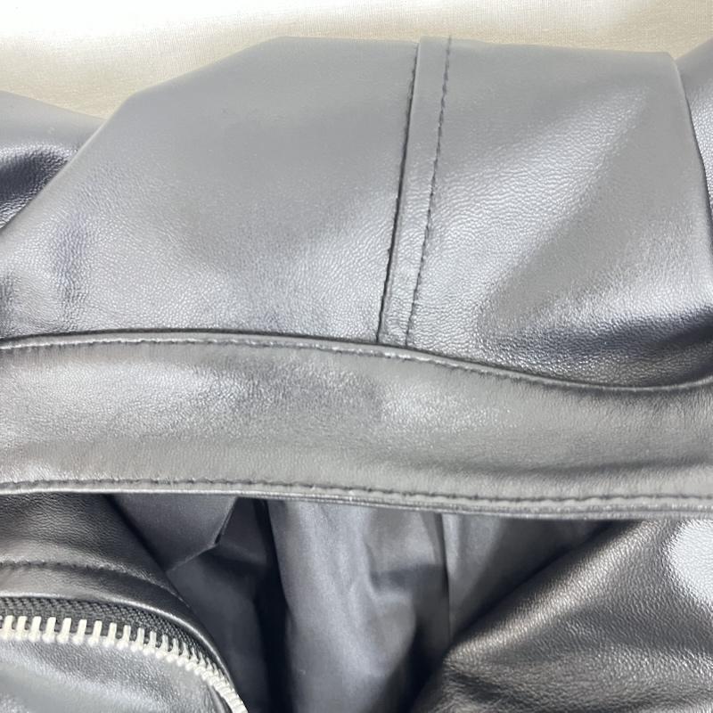 テットオム TETE HOMME ジャケット、上着 レザージャケット ラム レザー シングル ライダース ジャケット ダブルジッパー 無地 黒 / ブラック / black メンズ USED 古着 中古 50160441