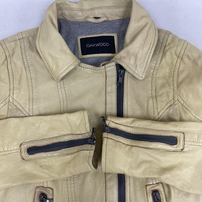 オークウッド OAKWOOD ジャケット、上着 レザージャケット シングル スタイル レザー ライダース ジャケット ライトイエロー M 黄 / イエロー / yellow レディース USED 古着 中古 50160451