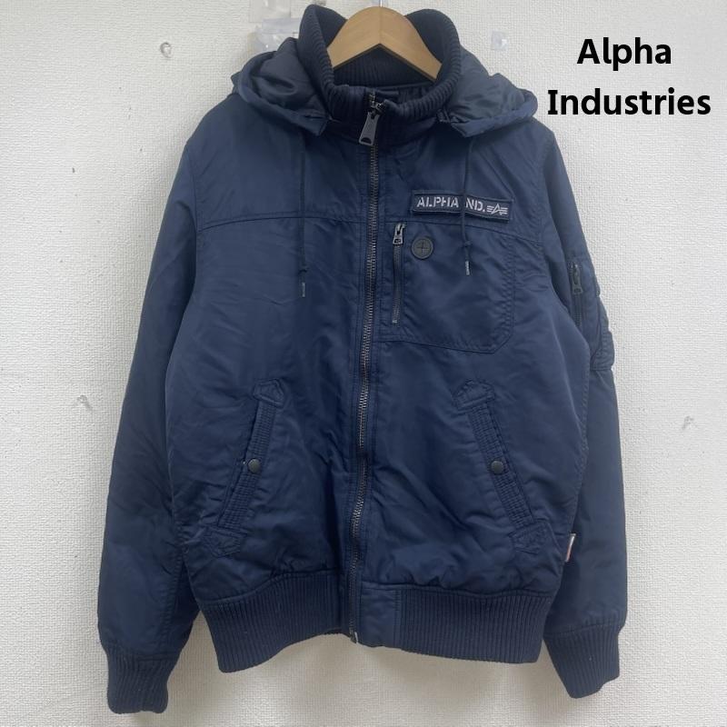 アルファ インダストリー Alpha Industries ジャケット、上着 ジャンパー、ブルゾン HOODED RIB JACKET ロゴ パッチ ジャケット アウター XL 紺 / ネイビー / navy メンズ USED 古着 中古 50160452