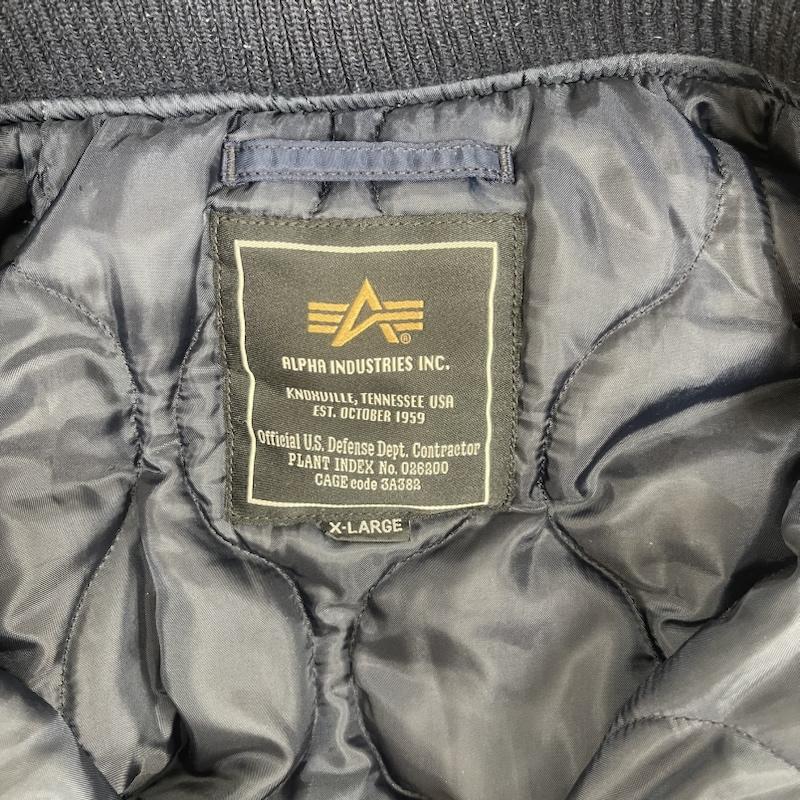 アルファ インダストリー Alpha Industries ジャケット、上着 ジャンパー、ブルゾン HOODED RIB JACKET ロゴ パッチ ジャケット アウター XL 紺 / ネイビー / navy メンズ USED 古着 中古 50160452