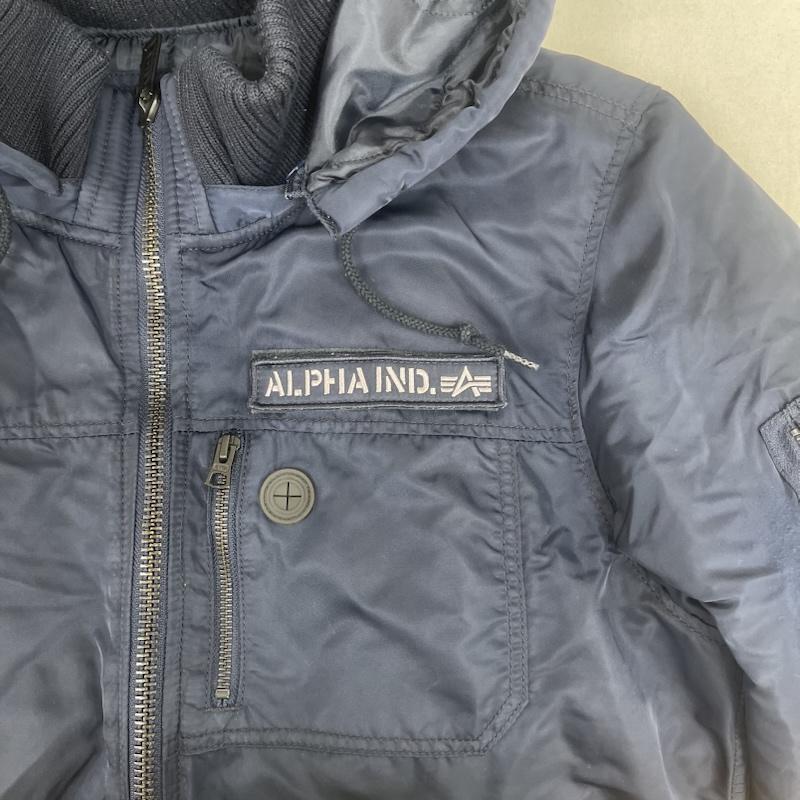 アルファ インダストリー Alpha Industries ジャケット、上着 ジャンパー、ブルゾン HOODED RIB JACKET ロゴ パッチ ジャケット アウター XL 紺 / ネイビー / navy メンズ USED 古着 中古 50160452