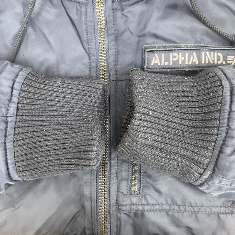 アルファ インダストリー Alpha Industries ジャケット、上着 ジャンパー、ブルゾン HOODED RIB JACKET ロゴ パッチ ジャケット アウター XL 紺 / ネイビー / navy メンズ USED 古着 中古 50160452