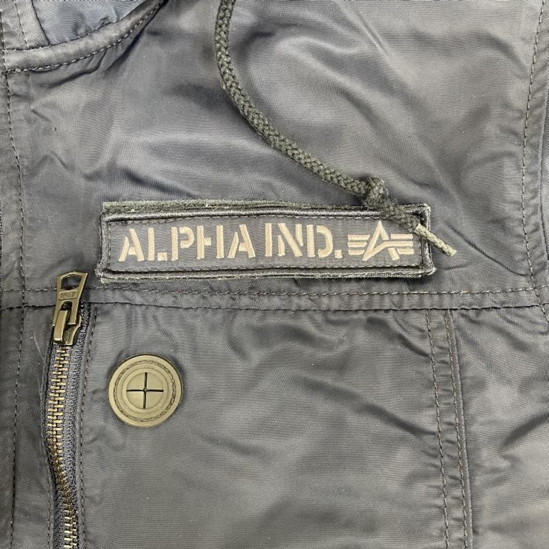 アルファ インダストリー Alpha Industries ジャケット、上着 ジャンパー、ブルゾン HOODED RIB JACKET ロゴ パッチ ジャケット アウター XL 紺 / ネイビー / navy メンズ USED 古着 中古 50160452