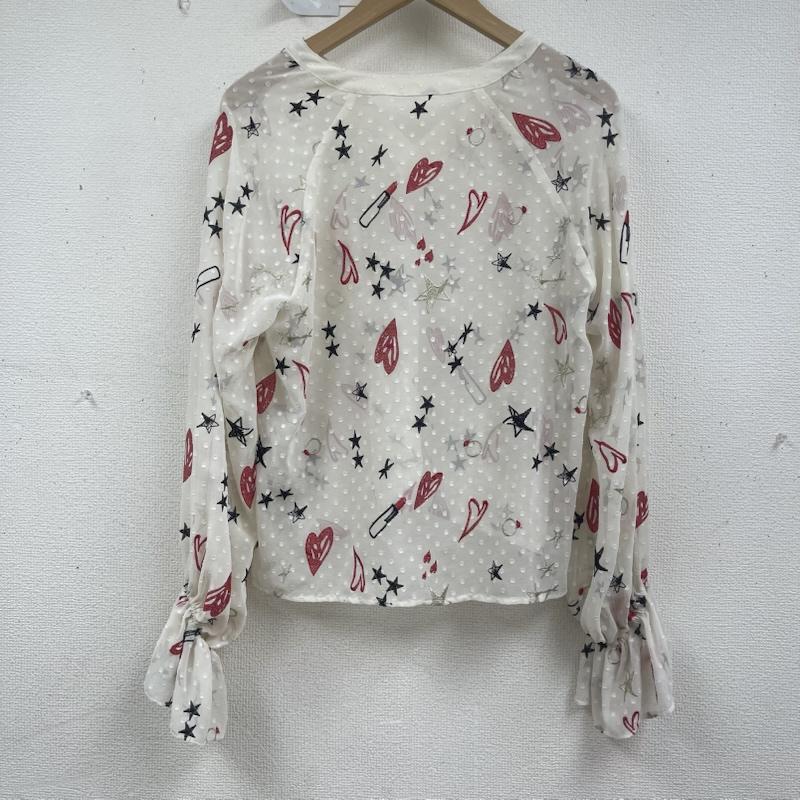 グレースコンチネンタル GRACE CONTINENTAL カットソー 長袖 Diagram モチーフ 刺繍 キャンディースリーブ カフタン トップ 36 白 / ホワイト / white レディース USED 古着 中古 50160453