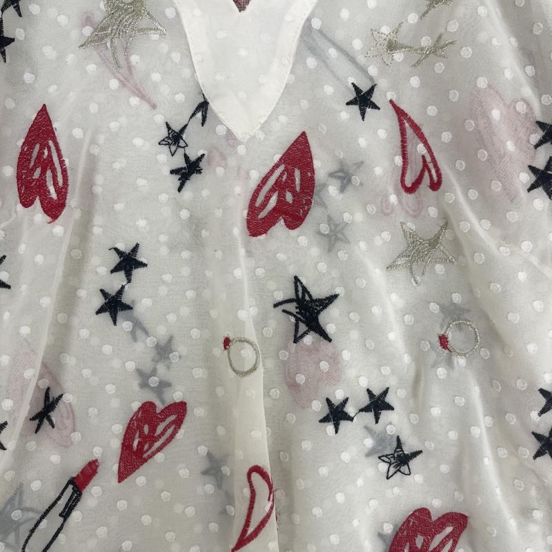 グレースコンチネンタル GRACE CONTINENTAL カットソー 長袖 Diagram モチーフ 刺繍 キャンディースリーブ カフタン トップ 36 白 / ホワイト / white レディース USED 古着 中古 50160453