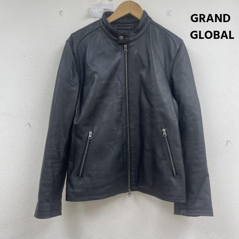 グランドグローバル GRAND GLOBAL ジャケット、上着 レザージャケット スタンドカラー 牛革 シングル ライダース ジャケット 315-19agg10107 40 黒 / ブラック / black メンズ USED 古着 中古 50160458