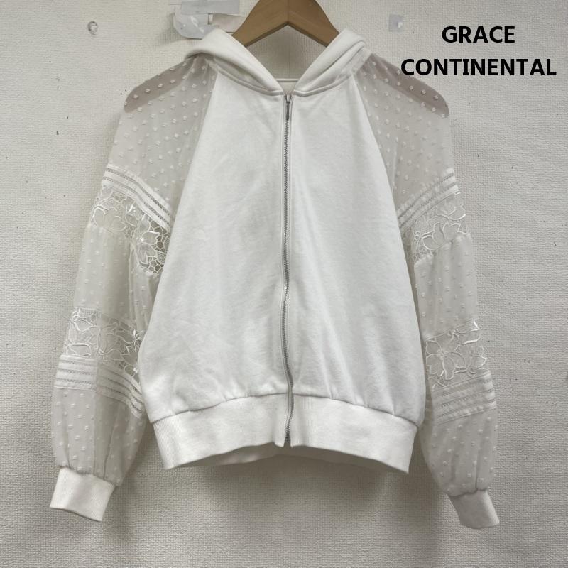 グレースコンチネンタル GRACE CONTINENTAL パーカー 長袖 ドット フラワー パーカー カットワーク レース デザイン 白 / ホワイト / white レディース USED 古着 中古 50160464