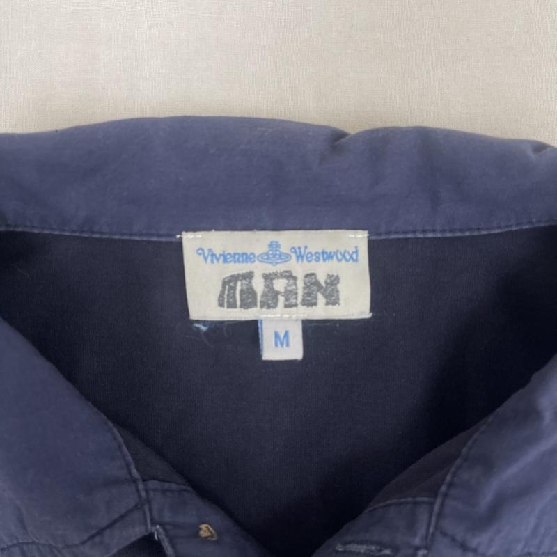 ヴィヴィアンウエストウッドマン Vivienne Westwood MAN ポロシャツ 半袖 オーブ ロゴ 刺繍 袖 切り替えし 半袖 ポロシャツ トップス M 紺 / ネイビー / navy メンズ USED 古着 中古 50160466