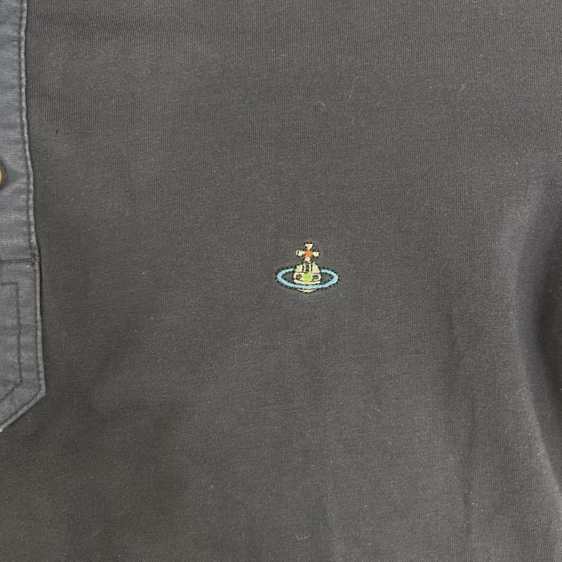 ヴィヴィアンウエストウッドマン Vivienne Westwood MAN ポロシャツ 半袖 オーブ ロゴ 刺繍 袖 切り替えし 半袖 ポロシャツ トップス M 紺 / ネイビー / navy メンズ USED 古着 中古 50160466