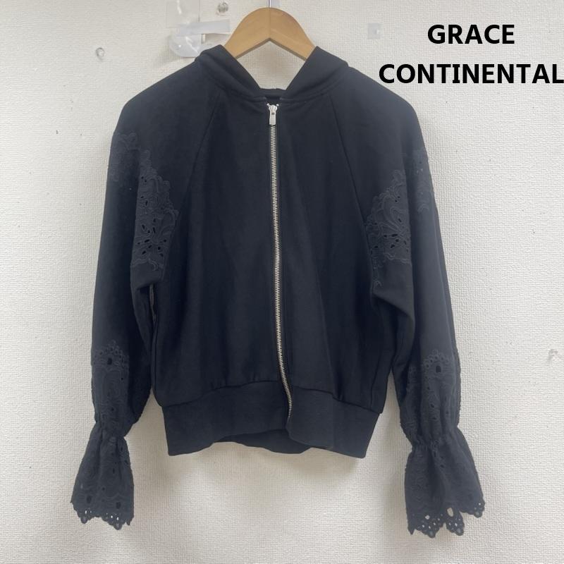 グレースコンチネンタル GRACE CONTINENTAL パーカー 長袖 キャンディ スリー ブ カットワーク ジップアップ パーカー 黒 / ブラック / black レディース USED 古着 中古 50160469