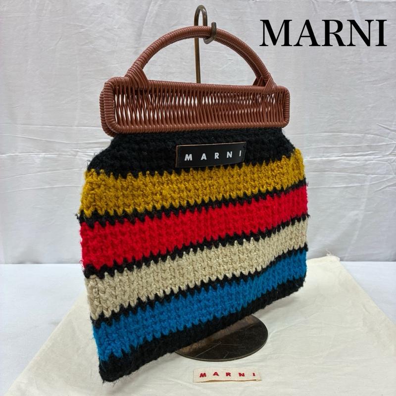 マルニ MARNI トートバッグ トートバッグ マーケット クロシェ ニット ボーダー マルチカラー ハンド トートバッグ - レディース USED 古着 中古 50160481