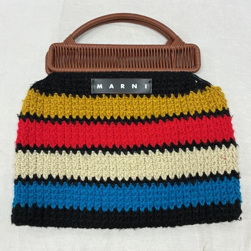 マルニ MARNI トートバッグ トートバッグ マーケット クロシェ ニット ボーダー マルチカラー ハンド トートバッグ - レディース USED 古着 中古 50160481