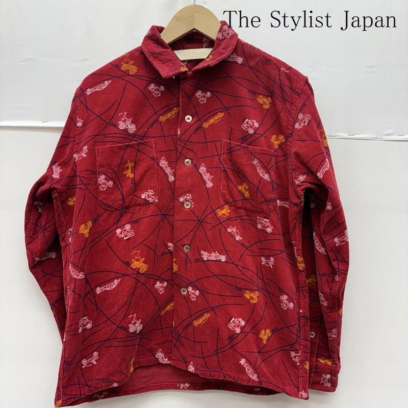 ザスタイリストジャパン The Stylist Japan シャツ、ブラウス 長袖 コットン プリント コーデュロイ オープンカラー シャツ S 赤 / レッド / red メンズ USED 古着 中古 50160493