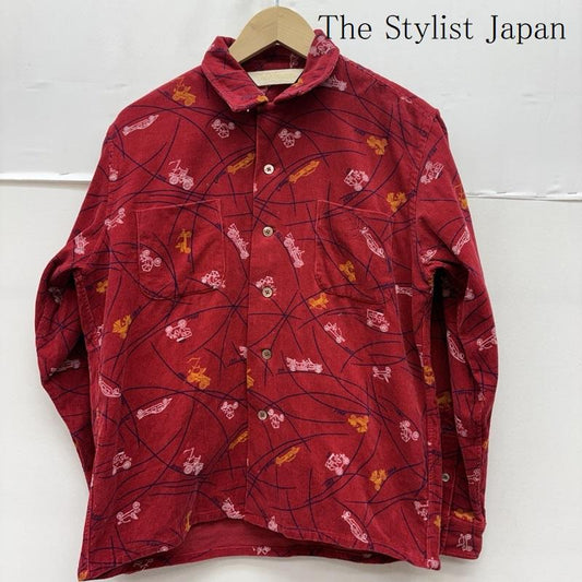 ザスタイリストジャパン The Stylist Japan シャツ、ブラウス 長袖 コットン プリント コーデュロイ オープンカラー シャツ S 赤 / レッド / red メンズ USED 古着 中古 50160493