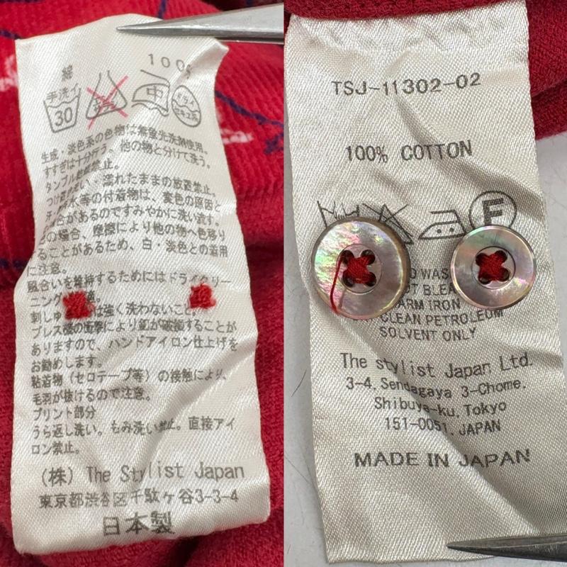 ザスタイリストジャパン The Stylist Japan シャツ、ブラウス 長袖 コットン プリント コーデュロイ オープンカラー シャツ S 赤 / レッド / red メンズ USED 古着 中古 50160493