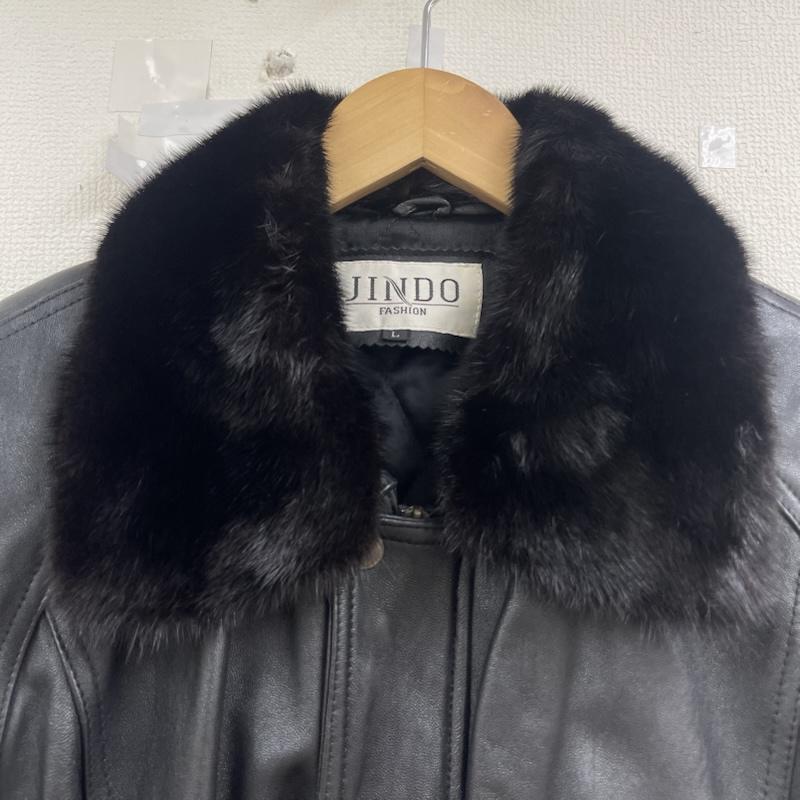 古着 USED ジャケット、上着 レザージャケット JINDO FASHION 襟ファー付き リアル レザー ジャケット L 黒 / ブラック / black メンズ USED 古着 中古 50160494