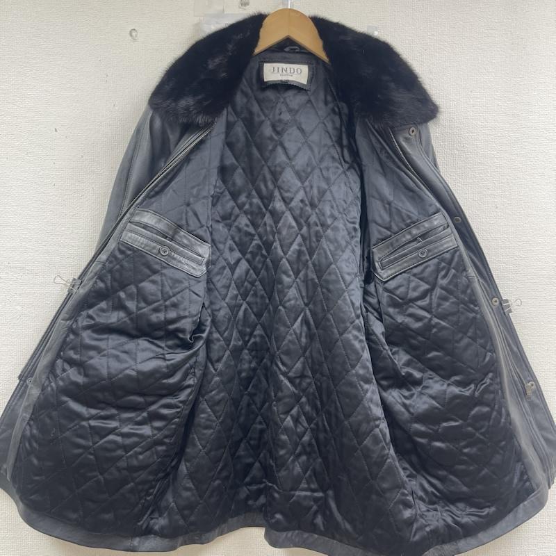 古着 USED ジャケット、上着 レザージャケット JINDO FASHION 襟ファー付き リアル レザー ジャケット L 黒 / ブラック / black メンズ USED 古着 中古 50160494