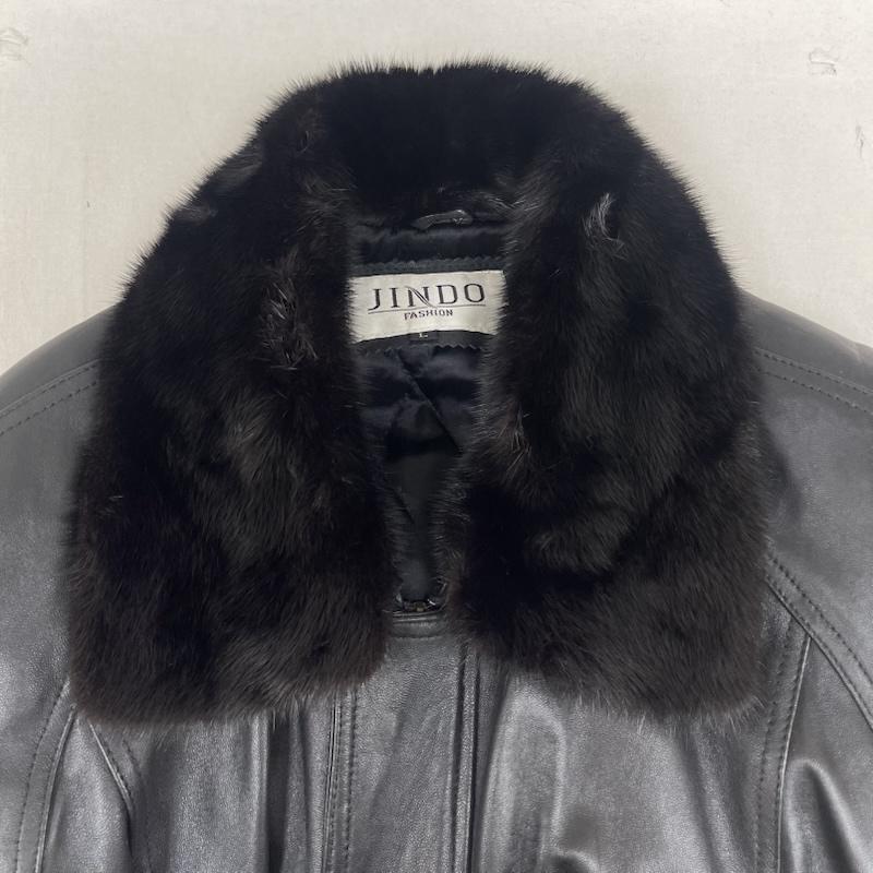 古着 USED ジャケット、上着 レザージャケット JINDO FASHION 襟ファー付き リアル レザー ジャケット L 黒 / ブラック / black メンズ USED 古着 中古 50160494