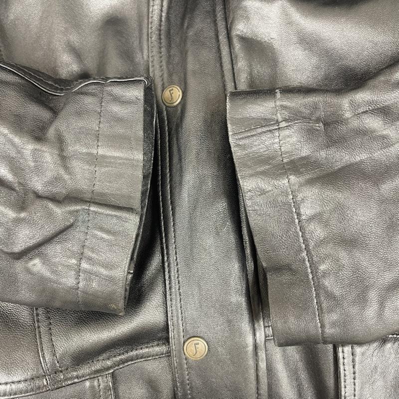 古着 USED ジャケット、上着 レザージャケット JINDO FASHION 襟ファー付き リアル レザー ジャケット L 黒 / ブラック / black メンズ USED 古着 中古 50160494
