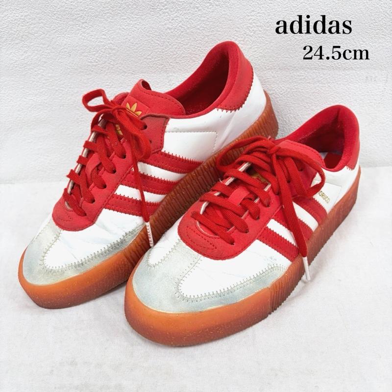 アディダスオリジナルス adidas originals スニーカー スニーカー FIORUCCI フィオルッチ コラボ SAMBAROSE サンバ 厚底 エナメル スウェード ロゴ ラメ 24.5cm ロゴ、文字 白 / ホワイト / white X 赤 / レッド / red レディース USED 古着 中古 50160503