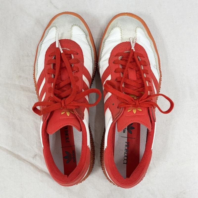 アディダスオリジナルス adidas originals スニーカー スニーカー FIORUCCI フィオルッチ コラボ SAMBAROSE サンバ 厚底 エナメル スウェード ロゴ ラメ 24.5cm ロゴ、文字 白 / ホワイト / white X 赤 / レッド / red レディース USED 古着 中古 50160503