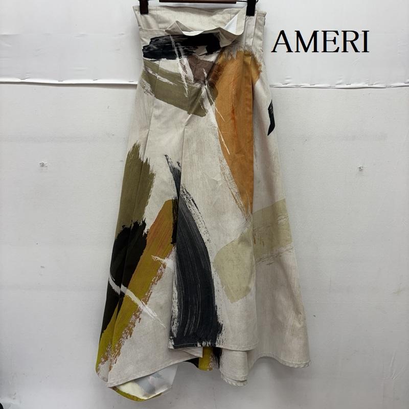 アメリ AMERI スカート ロングスカート LOUISE ART SKIRT アート 総柄 ロング スカート 01110941490 M ベージュ / ベージュ / beige レディース USED 古着 中古 50160504