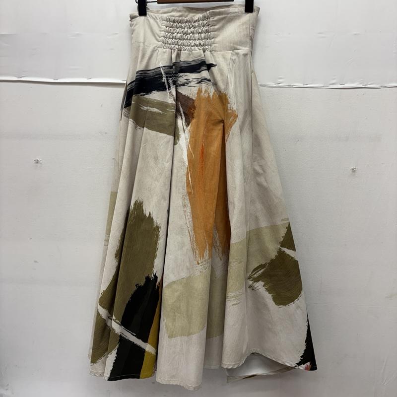 アメリ AMERI スカート ロングスカート LOUISE ART SKIRT アート 総柄 ロング スカート 01110941490 M ベージュ / ベージュ / beige レディース USED 古着 中古 50160504