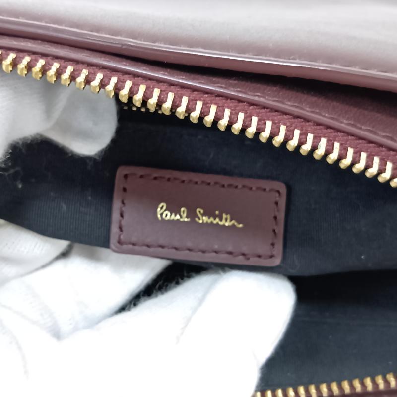 ポールスミス Paul Smith ショルダーバッグ ショルダーバッグ マルチカラーストライプ ロゴプリント ミニショルダーバッグ バーガンディー×レッド - ロゴ、文字 えんじ / ワインレッド / dark red レディース USED 古着 中古 50160515