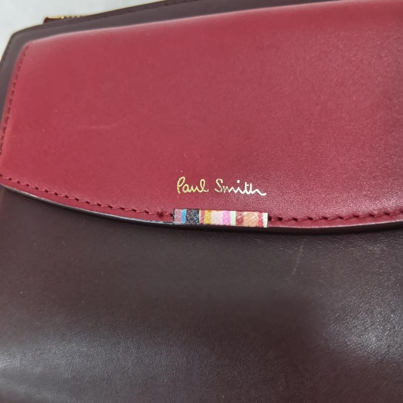 ポールスミス Paul Smith ショルダーバッグ ショルダーバッグ マルチカラーストライプ ロゴプリント ミニショルダーバッグ バーガンディー×レッド - ロゴ、文字 えんじ / ワインレッド / dark red レディース USED 古着 中古 50160515