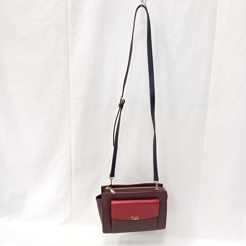 ポールスミス Paul Smith ショルダーバッグ ショルダーバッグ マルチカラーストライプ ロゴプリント ミニショルダーバッグ バーガンディー×レッド - ロゴ、文字 えんじ / ワインレッド / dark red レディース USED 古着 中古 50160515