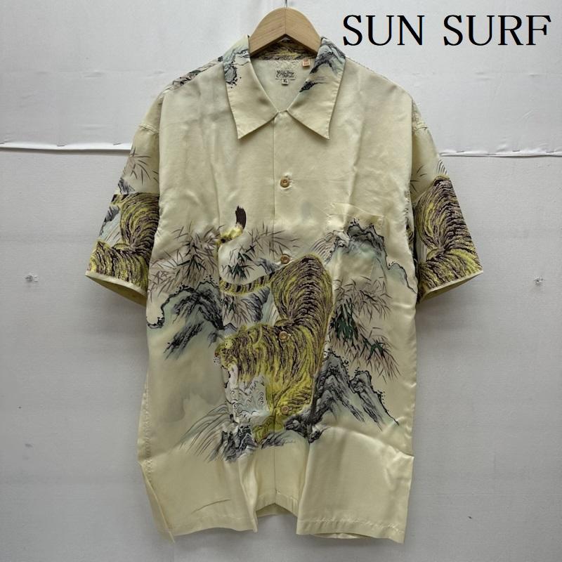 サンサーフ SUN SURF シャツ、ブラウス 半袖 Special Edition SASA TORA 虎 総柄 シルク アロハ シャツ SS30213 XL ベージュ / ベージュ / beige メンズ USED 古着 中古 50160516