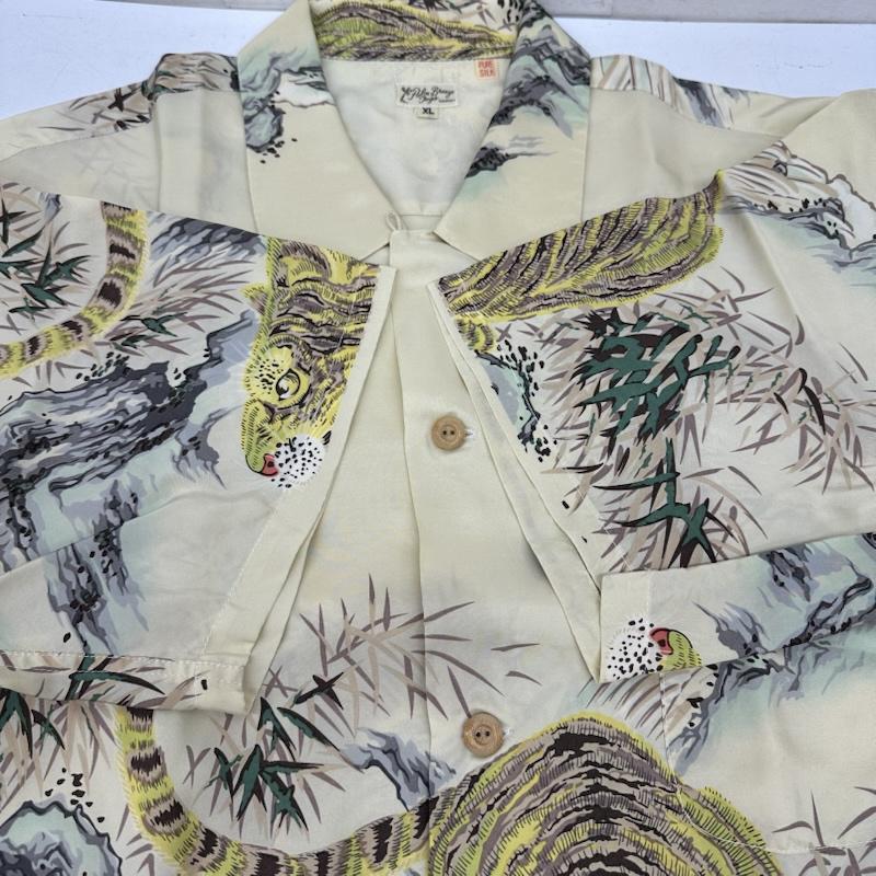 サンサーフ SUN SURF シャツ、ブラウス 半袖 Special Edition SASA TORA 虎 総柄 シルク アロハ シャツ SS30213 XL ベージュ / ベージュ / beige メンズ USED 古着 中古 50160516
