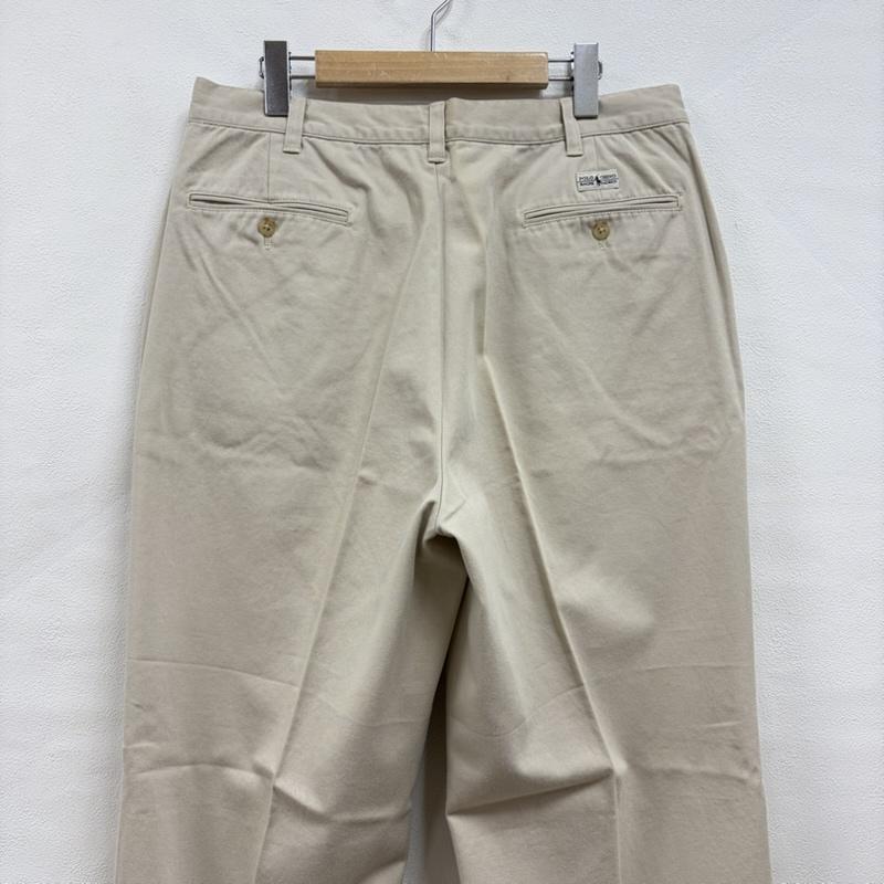ポロバイラルフローレン Polo by RALPH LAUREN パンツ チノパン 90s 2タック チノパン カジュアル フォーマル パンツ ジッパーフライ ヴィンテージ 35インチ 無地 X ワンポイント X ロゴ、文字 X 刺繍 ベージュ / ベージュ / beige メンズ USED 古着 中古 50160520