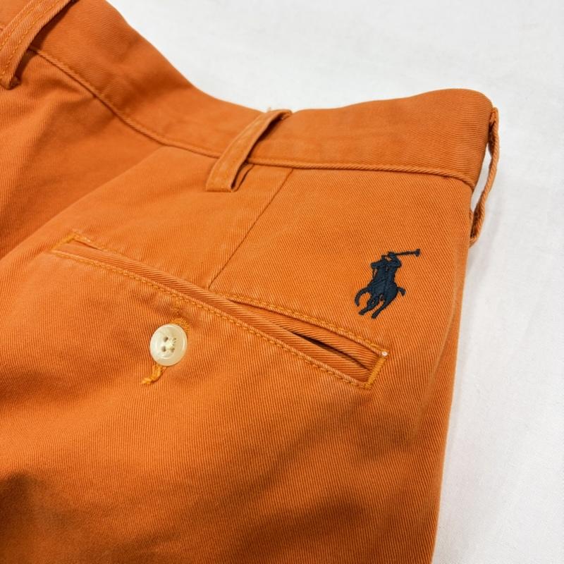 ポロバイラルフローレン Polo by RALPH LAUREN パンツ チノパン 90s チノパン カジュアル フォーマル パンツ ジッパーフライ ヴィンテージ ポニー刺繡 35インチ 無地 X ワンポイント X ロゴ、文字 X 刺繍 橙 / オレンジ / orange メンズ USED 古着 中古 50160522
