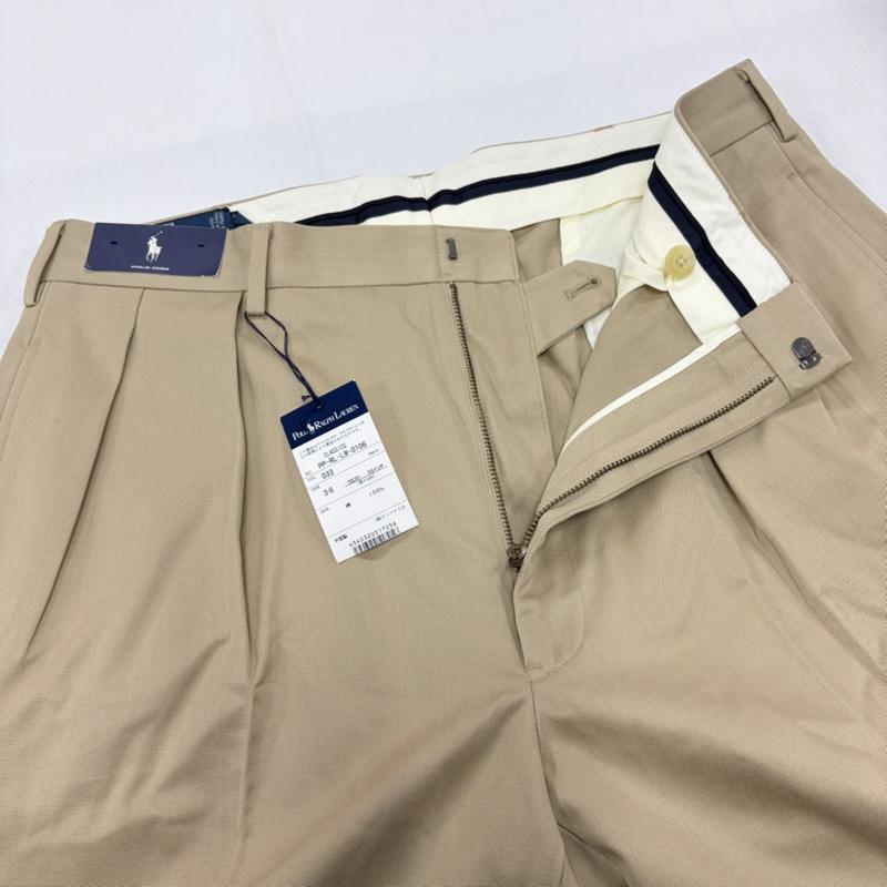 ポロバイラルフローレン Polo by RALPH LAUREN パンツ チノパン 90s 2タック チノパン カジュアル フォーマル パンツ ジッパーフライ ヴィンテージ 36インチ 無地 ベージュ / ベージュ / beige メンズ USED 古着 中古 50160523