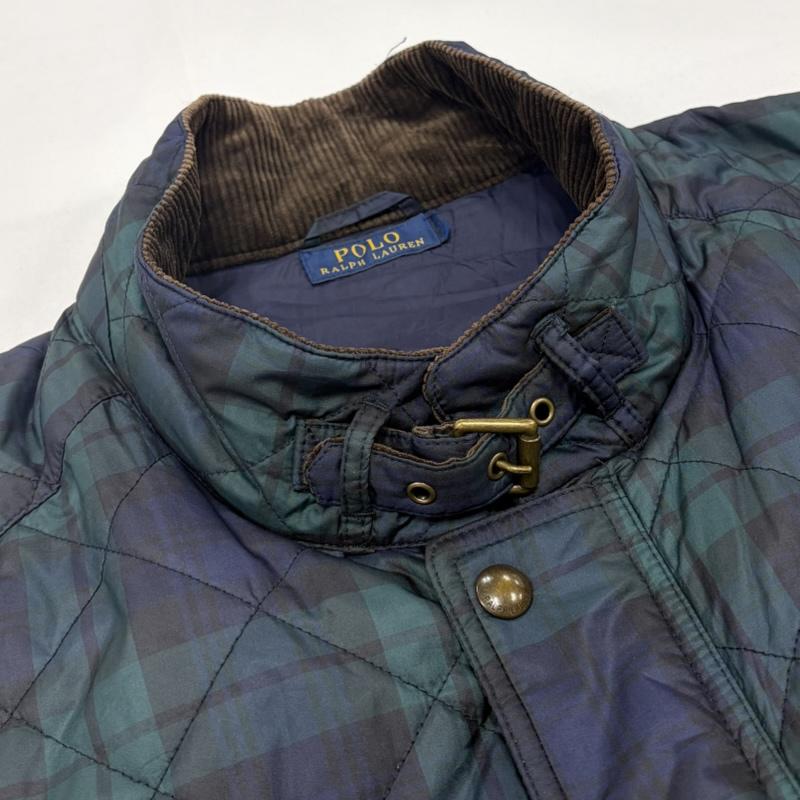 ポロラルフローレン POLO RALPH LAUREN ベスト ベスト キルティング ベスト コーデュロイカラー チェック フルジップ ジップアップ ナイロン - チェック X ワンポイント X ロゴ、文字 X 刺繍 緑 / グリーン / green X 紺 / ネイビー / navy メンズ USED 古着 中古 50160530