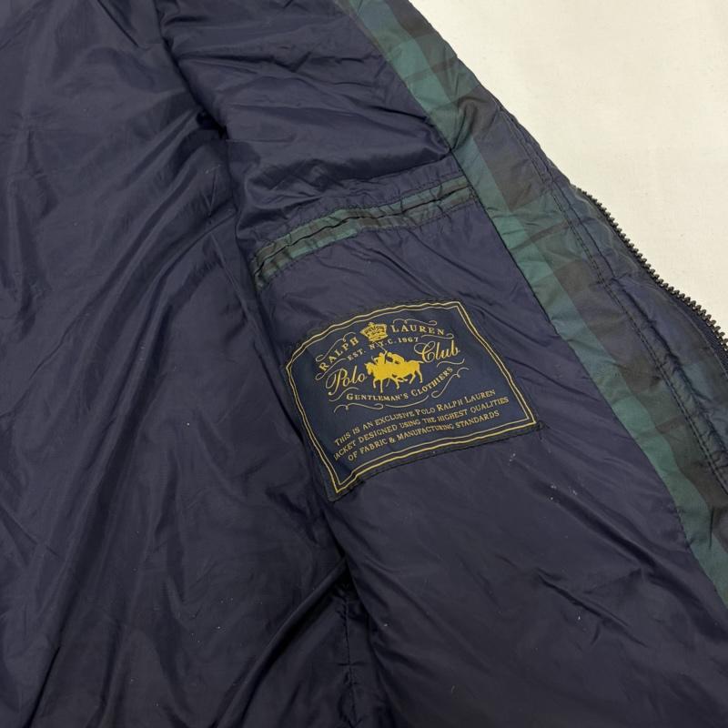 ポロラルフローレン POLO RALPH LAUREN ベスト ベスト キルティング ベスト コーデュロイカラー チェック フルジップ ジップアップ ナイロン - チェック X ワンポイント X ロゴ、文字 X 刺繍 緑 / グリーン / green X 紺 / ネイビー / navy メンズ USED 古着 中古 50160530