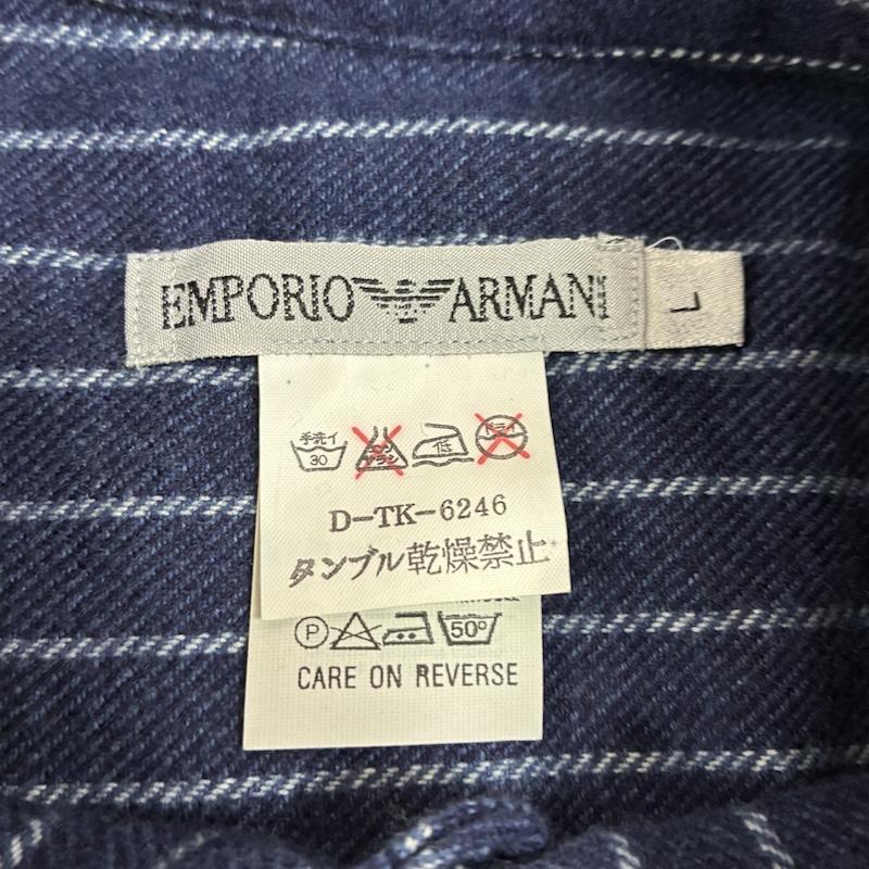 エンポリオアルマーニ EMPORIO ARMANI シャツ、ブラウス 長袖 イタリア製 ストライプ チンスト コットン ボタンシャツ L メンズ USED 古着 中古 50160537