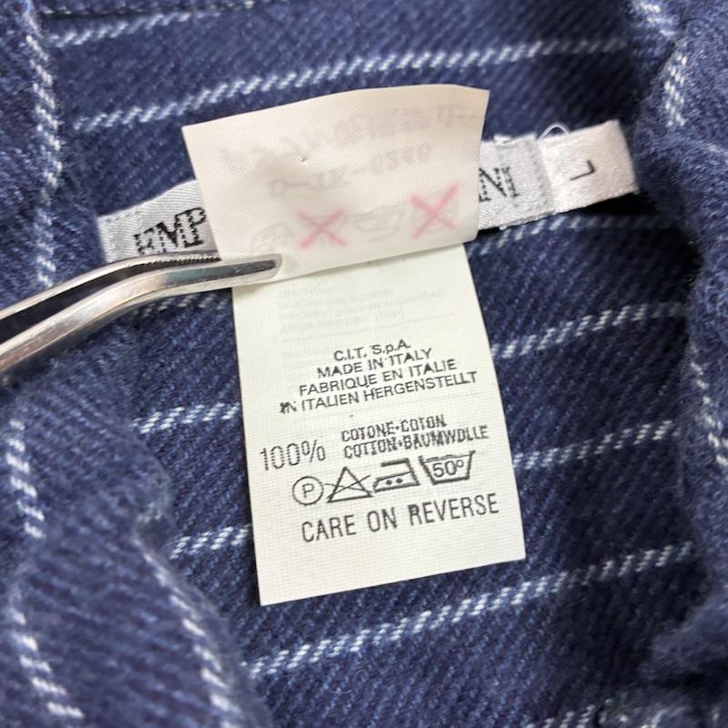 エンポリオアルマーニ EMPORIO ARMANI シャツ、ブラウス 長袖 イタリア製 ストライプ チンスト コットン ボタンシャツ L メンズ USED 古着 中古 50160537
