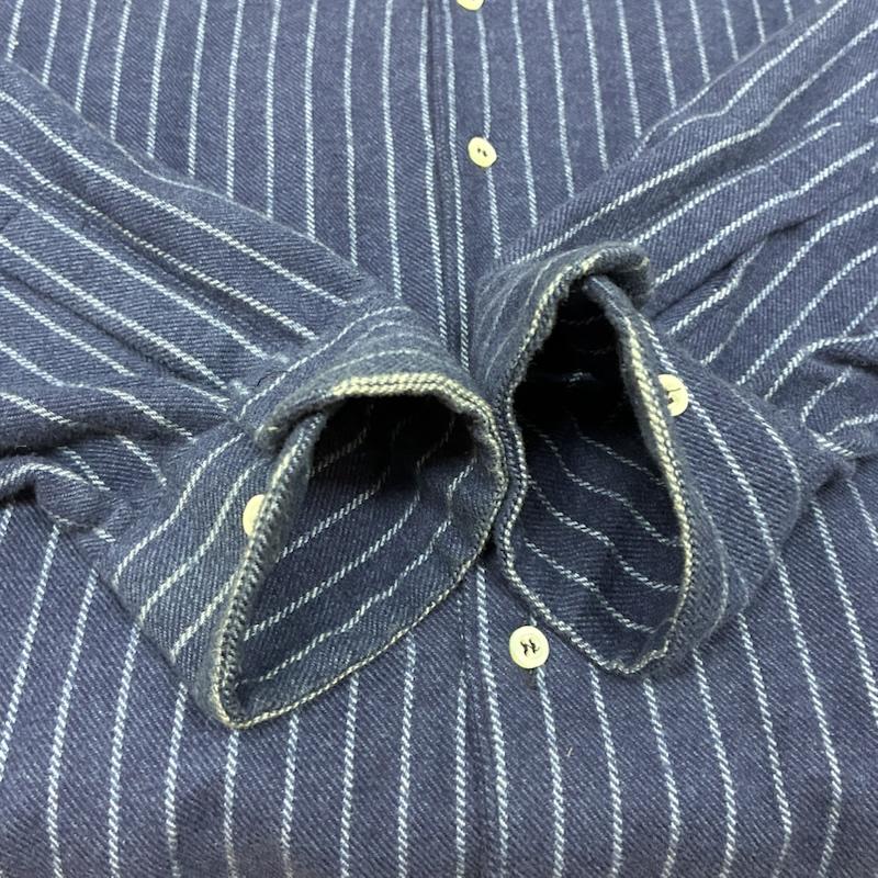 エンポリオアルマーニ EMPORIO ARMANI シャツ、ブラウス 長袖 イタリア製 ストライプ チンスト コットン ボタンシャツ L メンズ USED 古着 中古 50160537