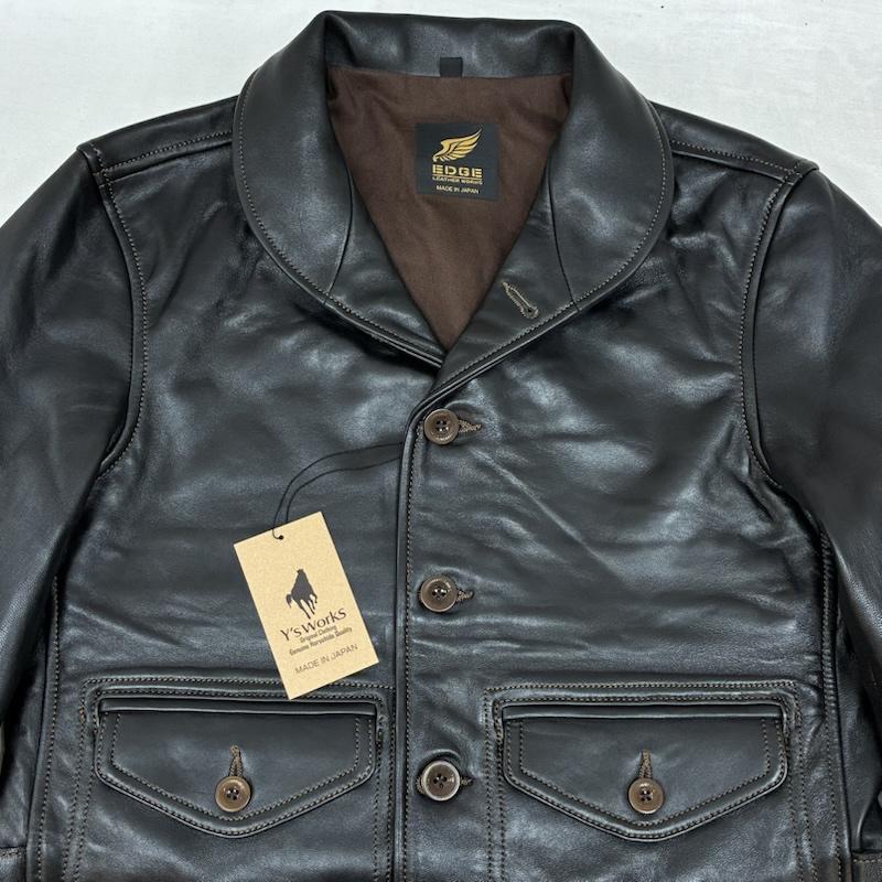 エッジ EDGE ジャケット、上着 レザージャケット EDGE LEATHER WORKS レザー コサック ジャケット シープスキン 1900sスタイル ショールカラー 36 メンズ USED 古着 中古 50160538