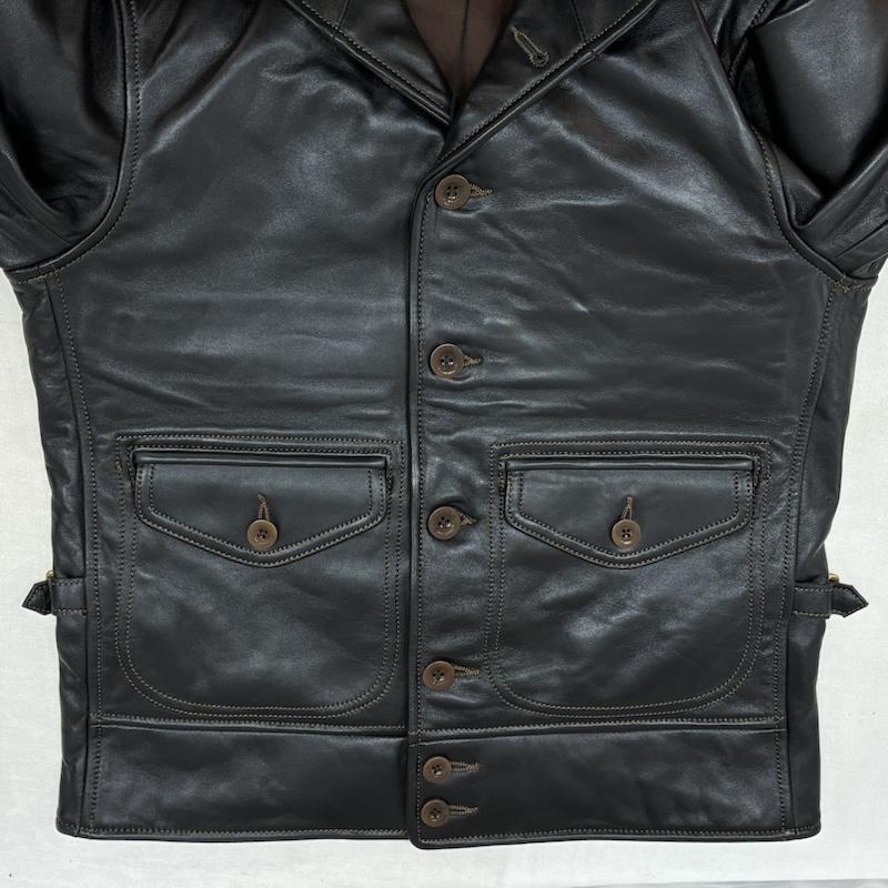 エッジ EDGE ジャケット、上着 レザージャケット EDGE LEATHER WORKS レザー コサック ジャケット シープスキン 1900sスタイル ショールカラー 36 メンズ USED 古着 中古 50160538