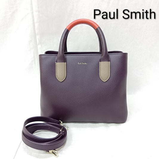 ポールスミス Paul Smith ハンドバッグ ハンドバッグ 2way バイカラーハンド ショルダー バッグ purple×orange ワンポイントロゴ レザーバッグ 本革 - ロゴ、文字 紫 / パープル / purple X 橙 / オレンジ / orange レディース USED 古着 中古 50160539