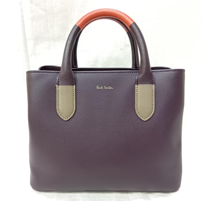 ポールスミス Paul Smith ハンドバッグ ハンドバッグ 2way バイカラーハンド ショルダー バッグ purple×orange ワンポイントロゴ レザーバッグ 本革 - ロゴ、文字 紫 / パープル / purple X 橙 / オレンジ / orange レディース USED 古着 中古 50160539