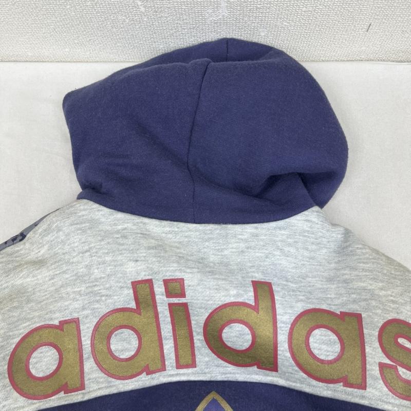 アディダス adidas パーカー 長袖 ジップパーカー 裏ボア ビッグロゴ 総柄 中綿 キルティング M 総柄 紺 / ネイビー / navy メンズ USED 古着 中古 50160553
