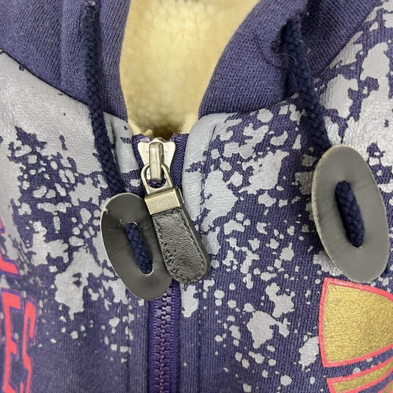 アディダス adidas パーカー 長袖 ジップパーカー 裏ボア ビッグロゴ 総柄 中綿 キルティング M 総柄 紺 / ネイビー / navy メンズ USED 古着 中古 50160553