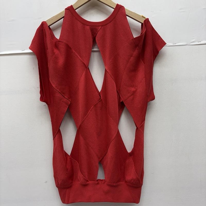 シアタープロダクツ THEATRE PRODUCTS ニット、セーター 半袖 ダイヤ モンド スリット ニット 赤 / レッド / red レディース USED 古着 中古 50160561