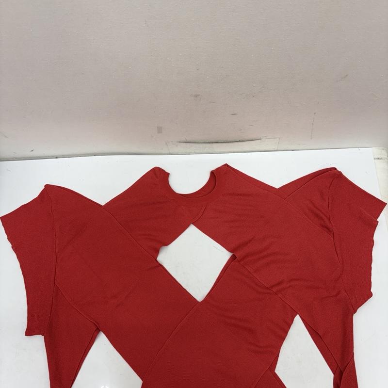 シアタープロダクツ THEATRE PRODUCTS ニット、セーター 半袖 ダイヤ モンド スリット ニット 赤 / レッド / red レディース USED 古着 中古 50160561